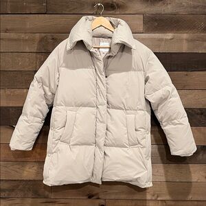 Aspesi Women's Marla Coat Jacket in Neutral Tan Cream Gray